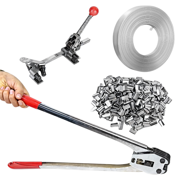 Kit Zuncho Plástico 50mts Sellador + 250 Sellos Enzunchadora