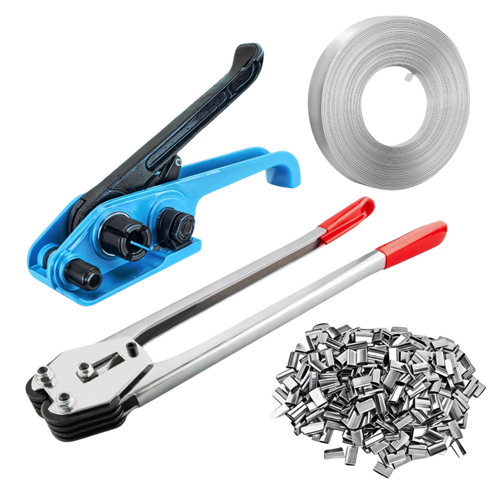 Kit Zuncho Plástico 50mts Sellador + 250 Sellos Enzunchadora