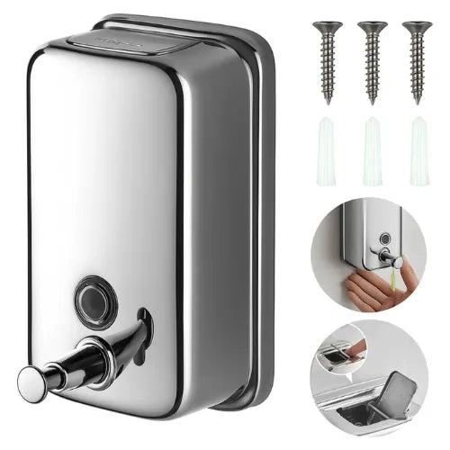 Dispensador Jabon Liquido Manual Jabonera Acero Baño 1000ml