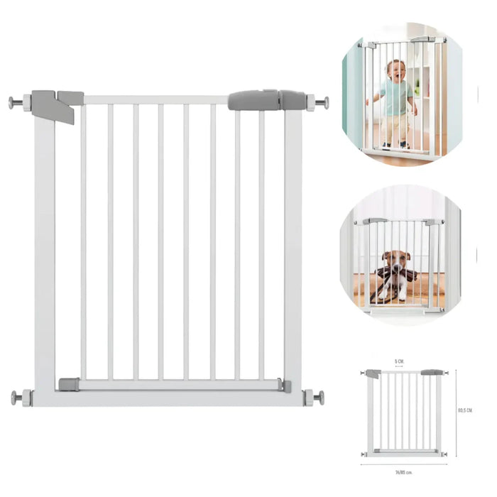 Puerta Seguridad Metál Escalera Reja Bebe Mascota 74 A 85 Cm
