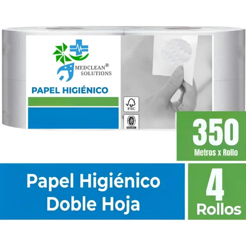 4 Rollos Papel Higiénico Industrial 350 Mts Doble Hoja Baños