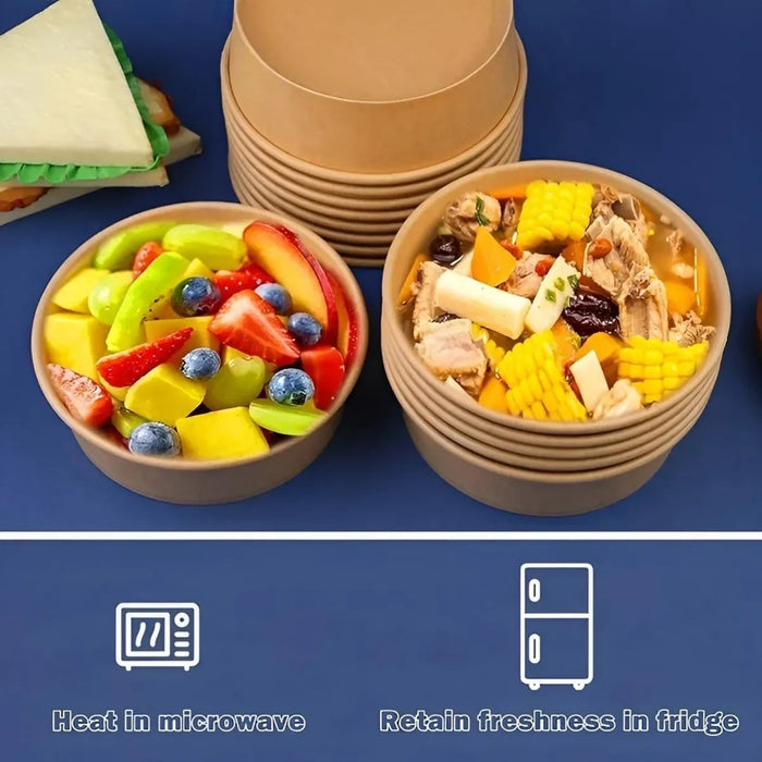 Pack 50 Bowl Tapa Plastico Envase Desechable Bowl