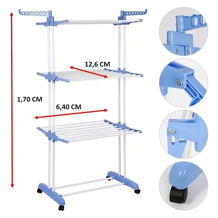 Tendedero Ropa Organiza Perchero Plegable Colgador 3 Niveles