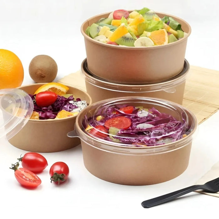 Pack 50 Bowl Tapa Plastico Envase Desechable Bowl