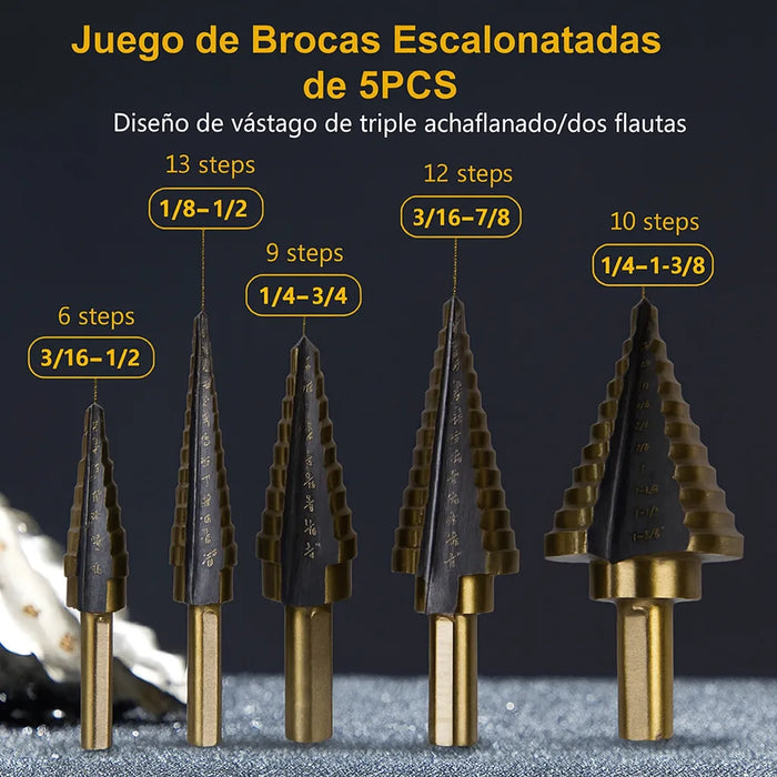 Set 5 Brocas Escalonadas Broca Escalonada Herramientas