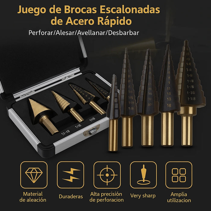 Set 5 Brocas Escalonadas Broca Escalonada Herramientas