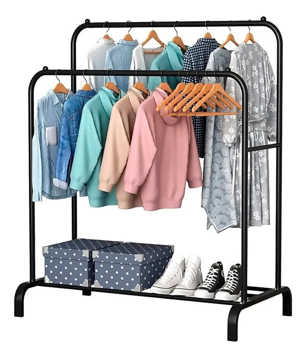 Perchero Exhibidor Movible Metalico Organizador Doble Ropa