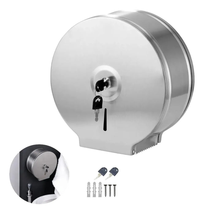 Dispensador Papel Higienico Acero Inoxidable Con Llave 500mt