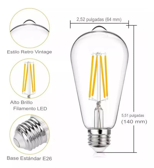 Ampolletas Vintage Led E27 Ampolleta Edison Retro Vintage 4w