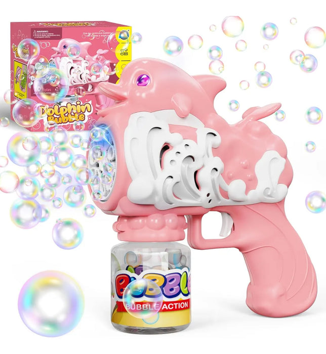 Pistola Burbujas Lanzadora Luz Niños Lanza Burbuja + Liquido