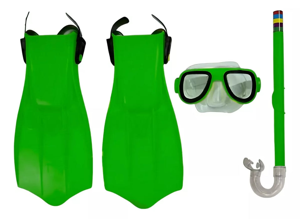 Set De Buceo Snorkel Aletas Mascara Piscina Playa Ajustable