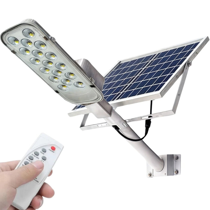 Foco Solar Exterior 100w Luminaria Soporte + Panel Solar