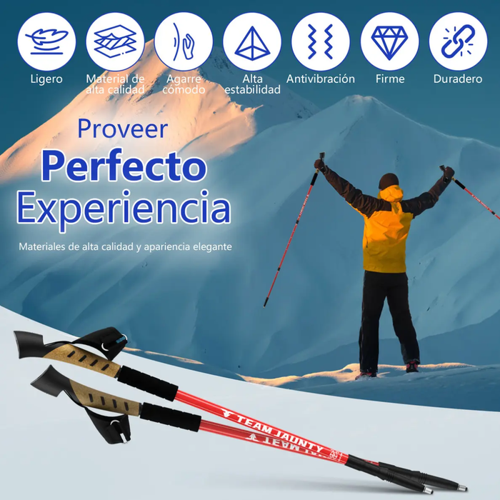 2x Bastones Trekking Aluminio Ajustable Senderismo 3 Tramos