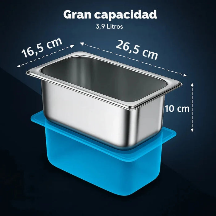 Bandeja Deposito Gastronomico Acero Inox Tapa 26,5x16,5x10cm