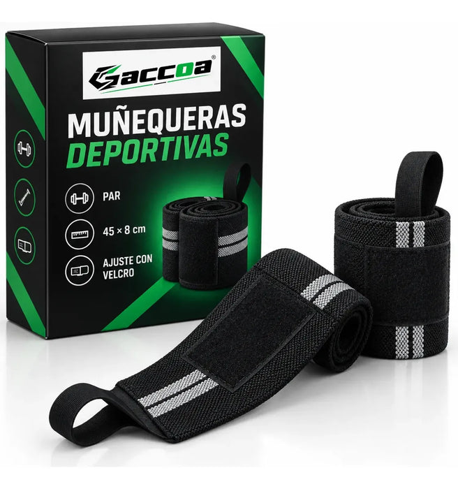 2 Muñequera Crossfit Elasticada Levantamiento Pesas Gimnasio