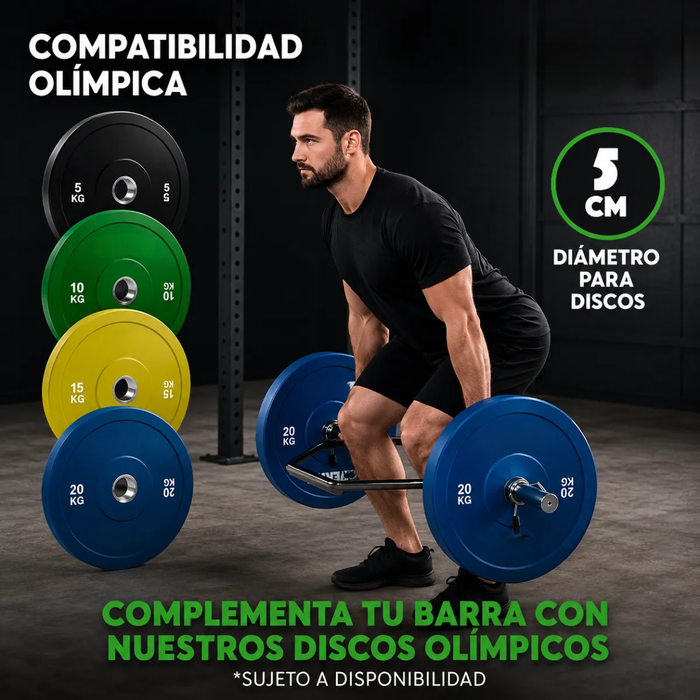 Barra Olimpica Trap Bar Cromada Fitness Profesional Gym 23kg