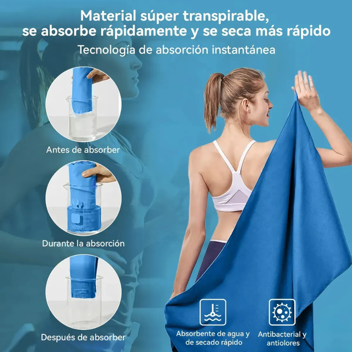 Set 3x Toallas Microfibra Secado Rapido Baño Viaje Playa Deporte