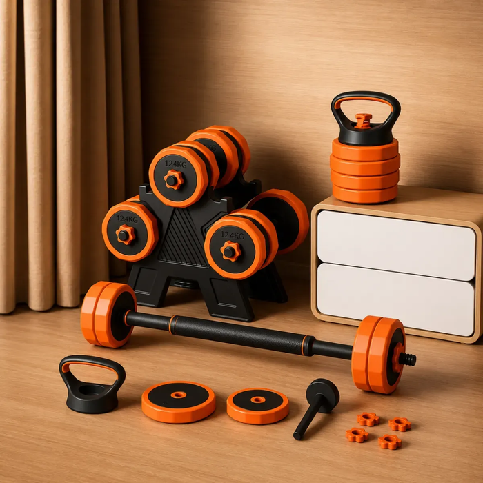 Mancuernas Barra Ajustables Discos Unible Fitness 4en1 Negro/naranja