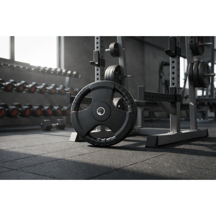 Disco Olímpico Agarres Pesas Mancuernas Engomado Gym