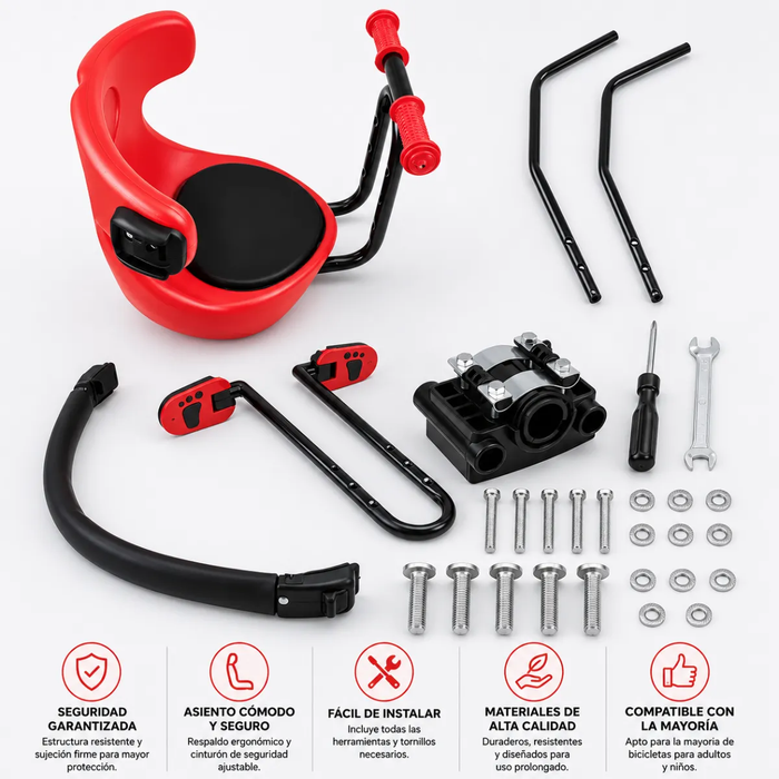 Asiento Silla Frontal Universal Bicicleta Niños Reposabrazos