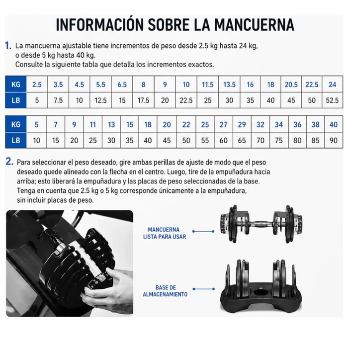 Mancuerna Dumbbell Ajustable Automatica Gym Discos 2.5-24kg