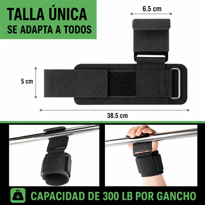 Correa De Levantamiento Pesas Ganchos Straps Gym Muñequera