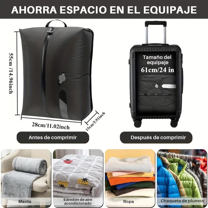 Bolsas Compresion Bolsa Viaje + Bomba Guardar Ropa Vacio 16l