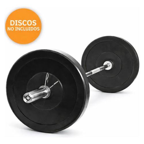 Barra Olimpica Recta 20kg 220cm Cromada Fitness Profesional Plateado