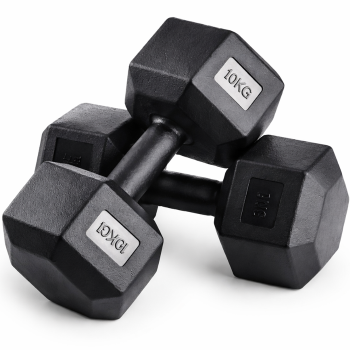 Par Mancuernas Pvc Hexagonal Gym Pesas Caucho Gimnasio Negro