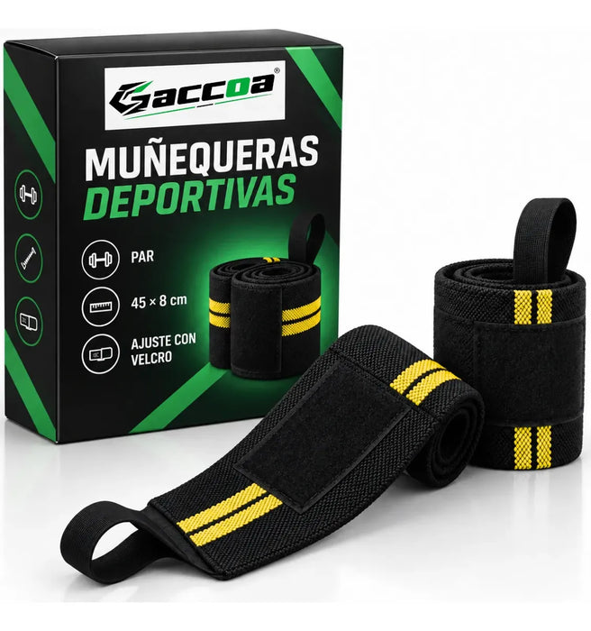 2 Muñequera Crossfit Elasticada Levantamiento Pesas Gimnasio
