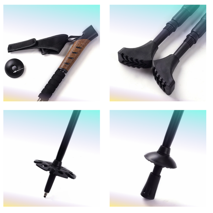 2x Bastones Trekking Aluminio Ajustable Senderismo 3 Tramos