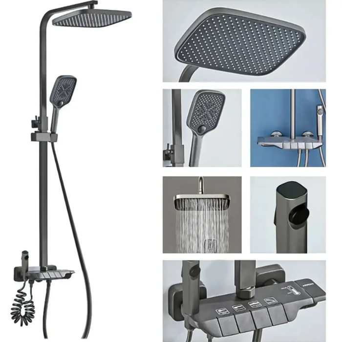 Ducha Columna Moderna Cabezal Monocomando Llave 4 Funciones