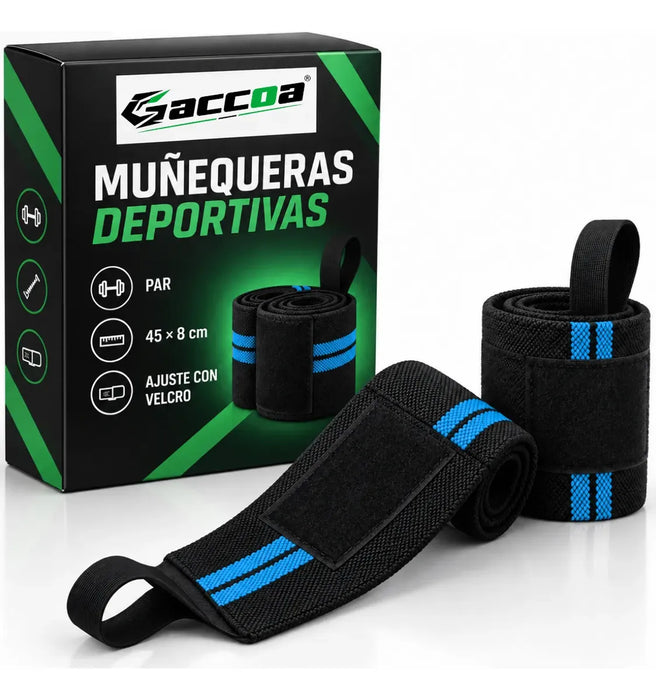 2 Muñequera Crossfit Elasticada Levantamiento Pesas Gimnasio