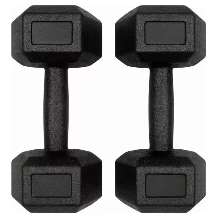 Par Mancuernas Pvc Hexagonal Gym Pesas Caucho Gimnasio Negro