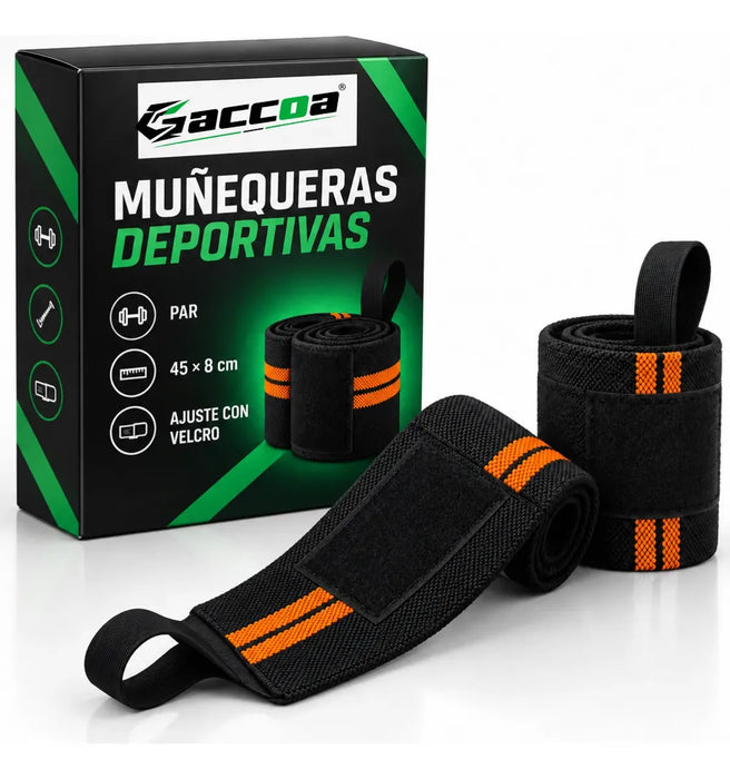 2 Muñequera Crossfit Elasticada Levantamiento Pesas Gimnasio