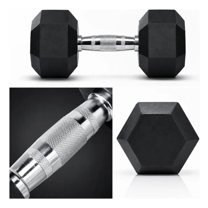 1 Mancuerna Hierro Hexagonal Gym Pesas Caucho Gimnasio