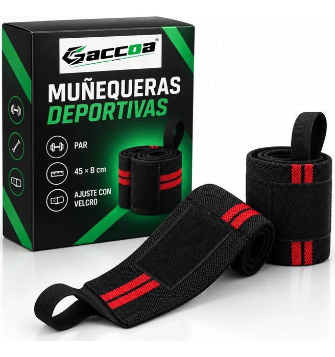 2 Muñequera Crossfit Elasticada Levantamiento Pesas Gimnasio