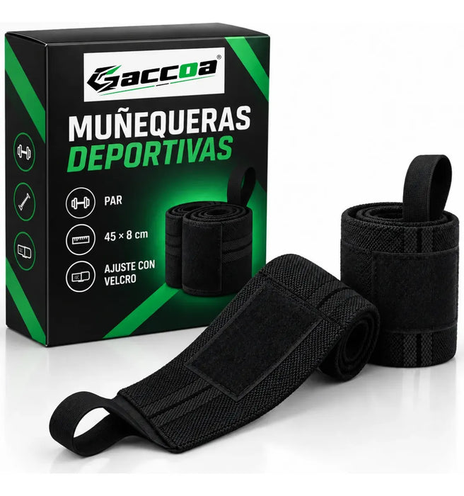 2 Muñequera Crossfit Elasticada Levantamiento Pesas Gimnasio