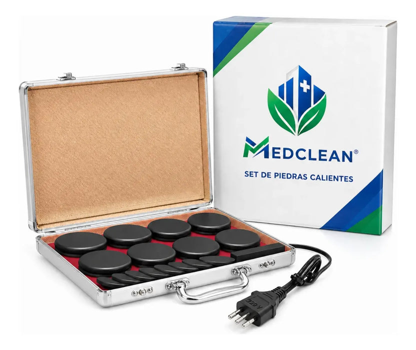 Maletin De Piedras Calientes Masaje Calentador Basalto 16pcs