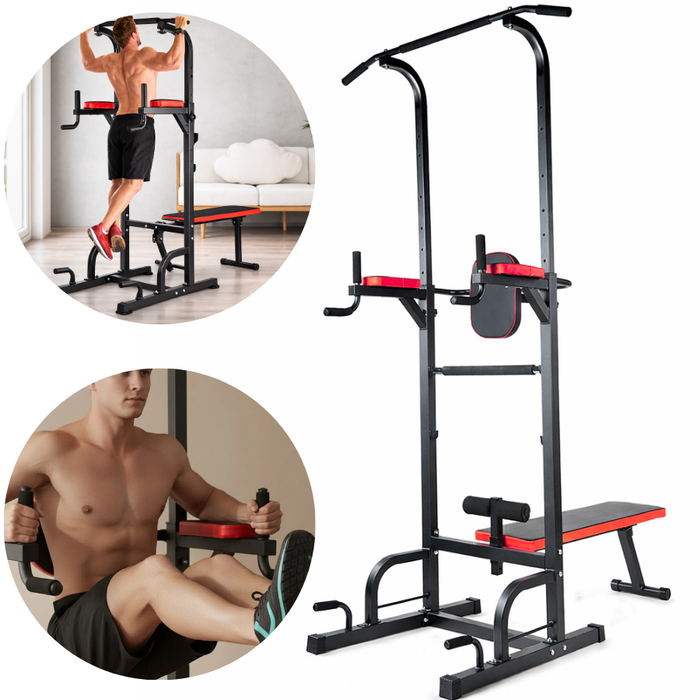 Multigimnasio Barra Multifuncional Dominadas Entrenamiento Negro Negro/rojo