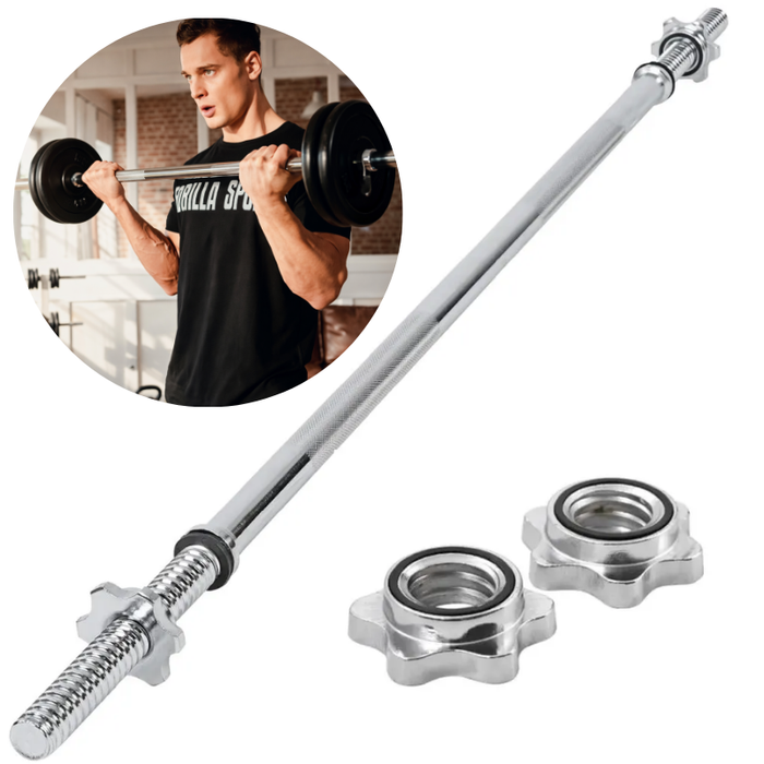 Barra Preolímpica Recta 4.45kg Fitness Gym Profesional 120cm Plateado
