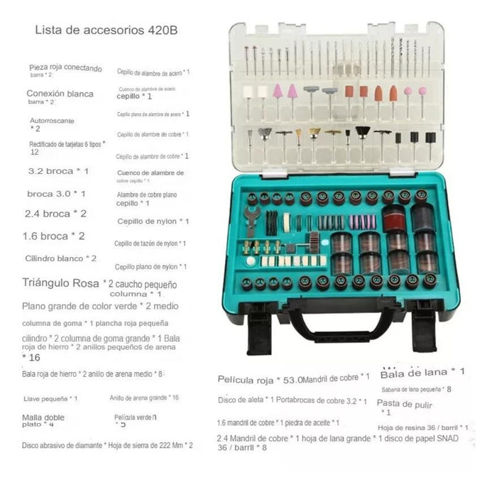 Kit Mandril Accesorios Fresas Torno Tipo Dremel Caja 392 Pz