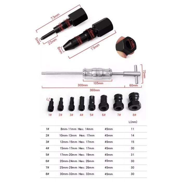 Kit Extractor Inyectores Diesel Universal Profesional 14pcs