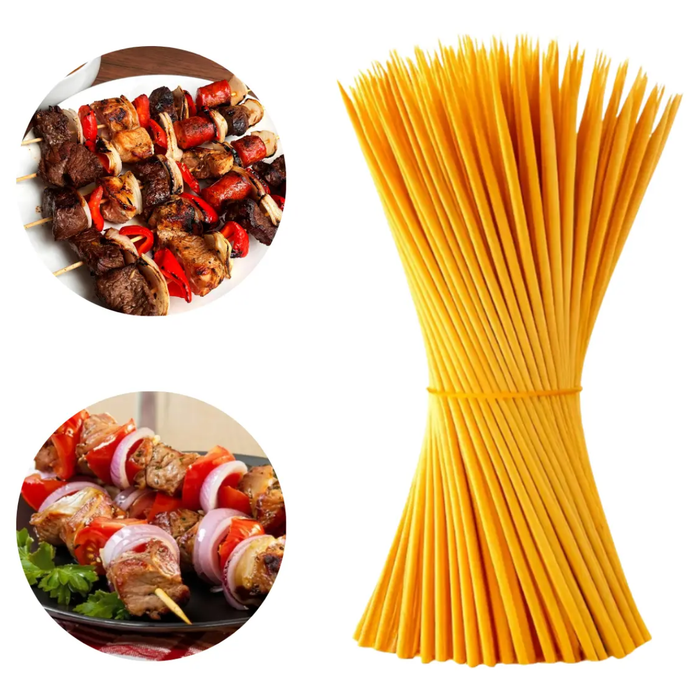 300 Palos Bambú 5mmx20cm Brochetas Parrilla Anticucho Pincho
