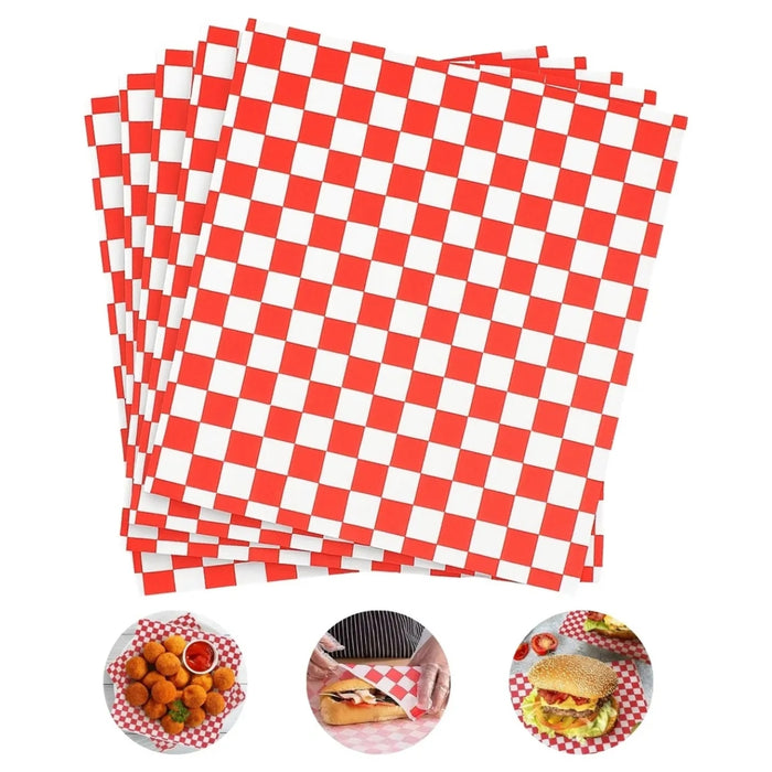 Pack 500 Hojas Papel Antigrasa 30x29 Alimentos Cuadro Rojo