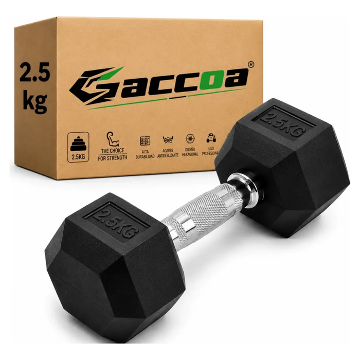 1 Mancuerna Hierro Hexagonal Gym Pesas Caucho Gimnasio