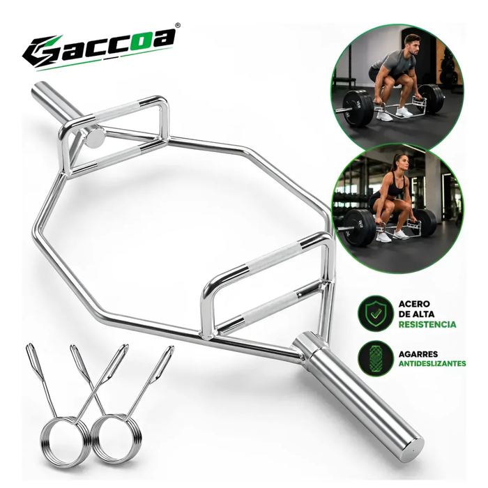 Barra Olimpica Trap Bar Cromada Fitness Profesional Gym 23kg