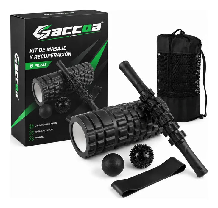 Kit Masajeador Muscular Foam Roller Rodillo Pelotas Y Banda