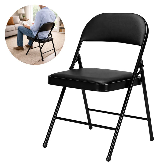 Silla Plegable Metálica Asiento Acolchados Resistente Evento Negro