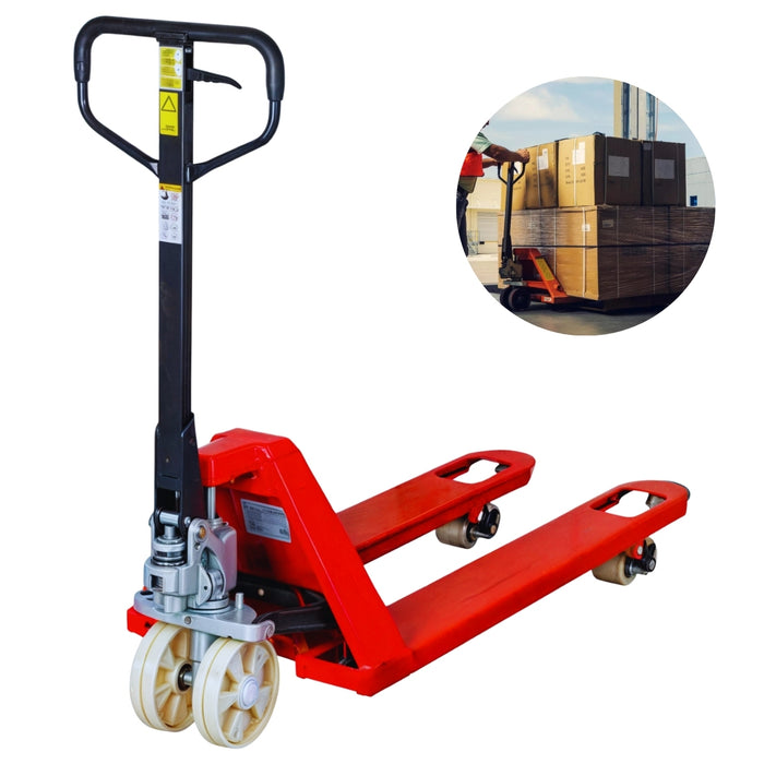 Transpaleta Manual Hidráulica 3 Toneladas Para Palets Industrial Bodega Con Horquillas Reforzadas Y Ruedas De Poliuretano